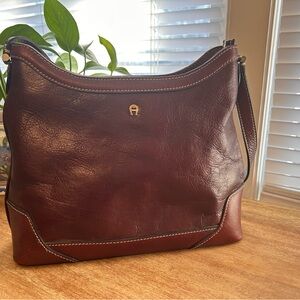 Etienne Aigner Deep Brown / Mahogany Leather Shoulder Bag
